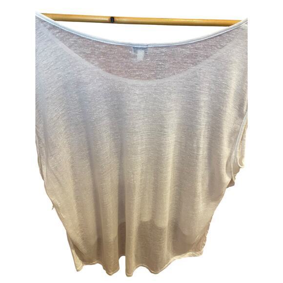 Aritzia Wilfred Women's XS/S High Low Cropped Sheer T-Shirt Top‎ White Linen - Picture 9 of 13